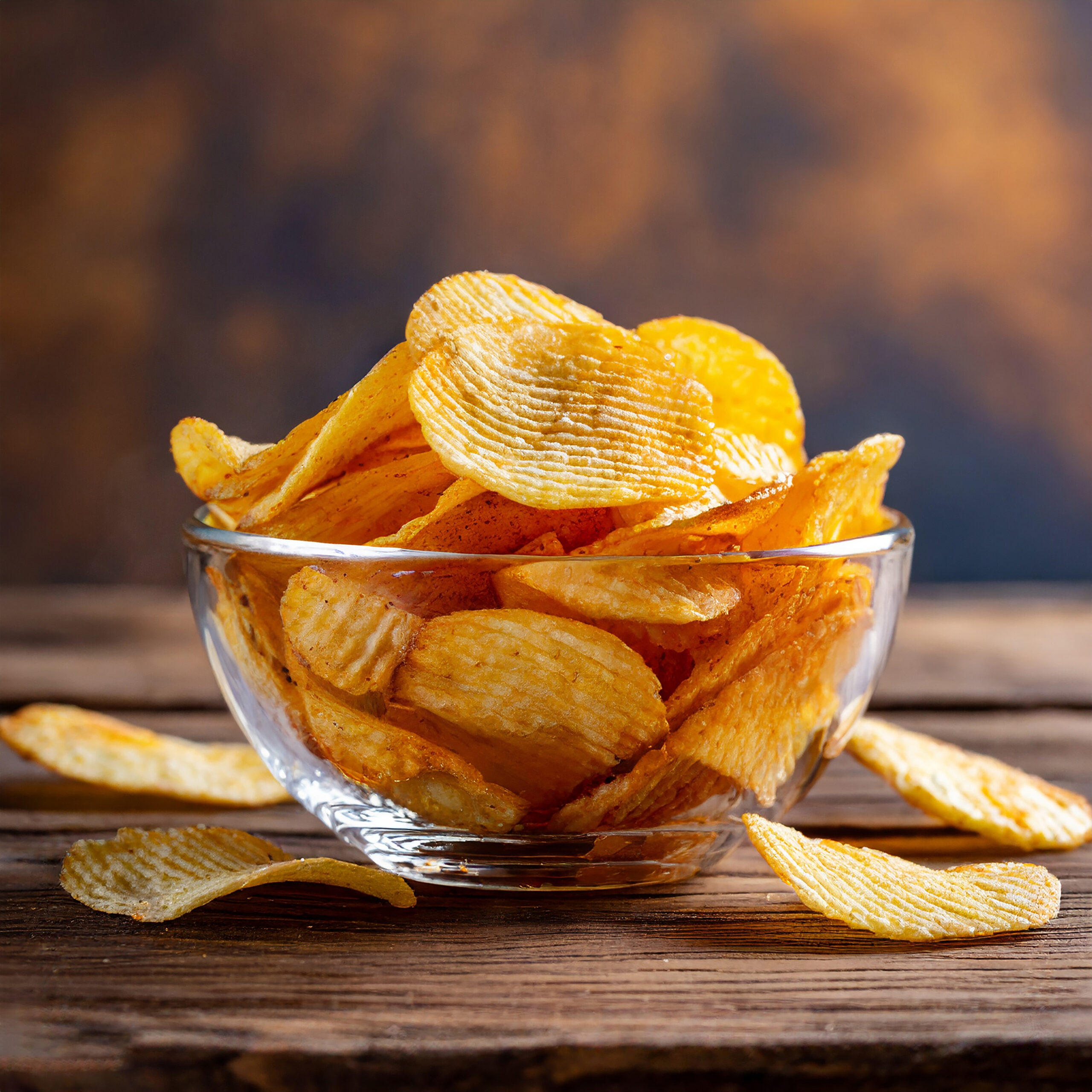 delicious tasty and crispy potato chips isolated on white background